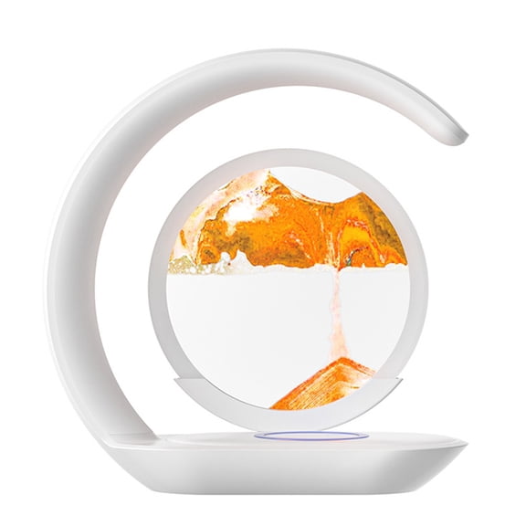 15W Wireless Charger with Quicksand Painting Night Lamp Table Top Decoration Fast Charging Station Orange