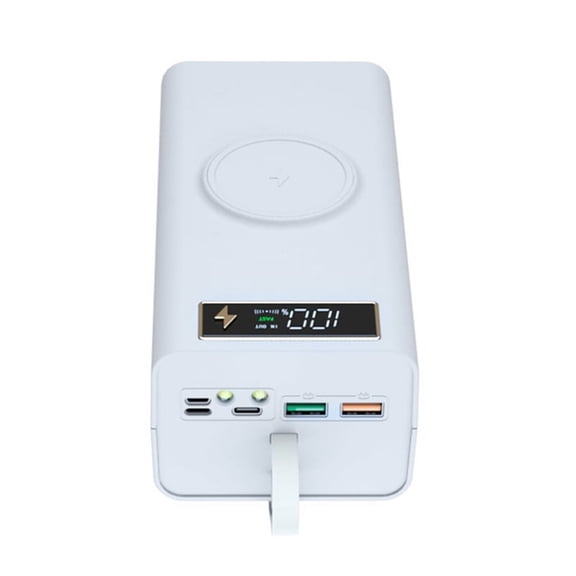 15W Wireless Fast Charge 21x18650 Powerbank Case PD QC for Phones Charging Push-Pull DIY Mobile Power Bank Shell White