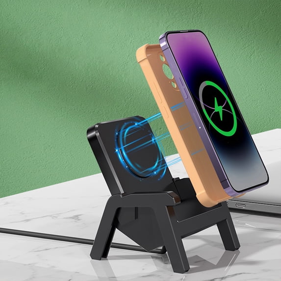 15W Wireless Fast Charging Phone Bracket. Detachable Small Chair Wireless Charger Desktop Phone Holder with Musical Speaker Function. Ios And Android Universal✿,Usb