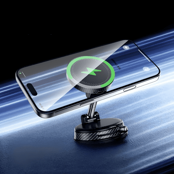 15W Wireless Magnetic Car Mount Charger for iPhone 12-17 Magsafe Charging- 78+LBS Suction 2400gf Magnet, Carbon Fiber Charger