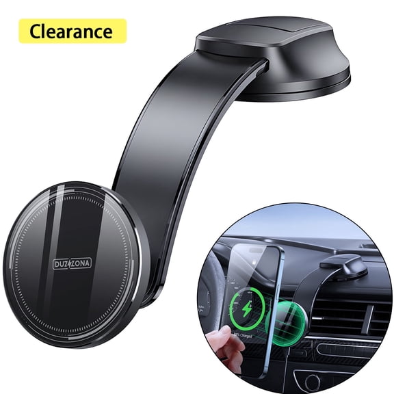 Elnone Magnetic Wireless Car Phone Mount, 15W Fast Charging, Black