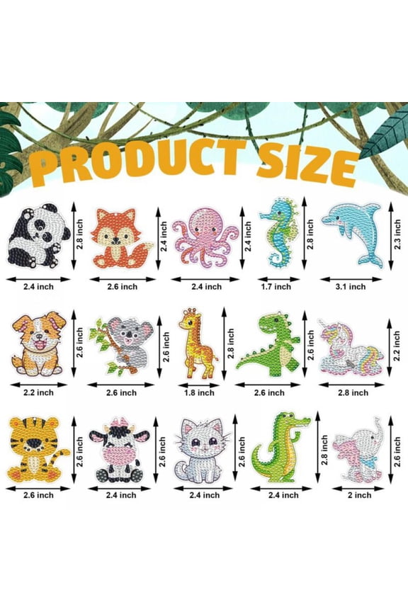 15X Diamond Painting Keychains Animal Diamond Art Ornaments, Dinosaur Panda Fox