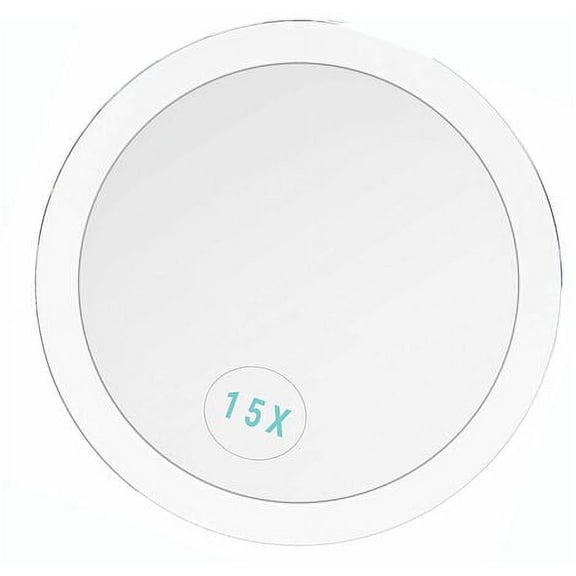 15X Magnifying Mirror - Use for Makeup Application - Hair Removal - and Blackhead/Blemish Removal - Round Mirror with Three Suction Cups for Easy Mounting, 6 Inch RUIOIU