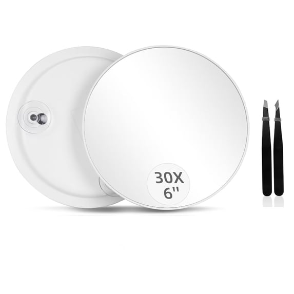 15X Magnifying Mirror – Use for Makeup Application - Tweezing – and Blackhead/Blemish Removal – 6 Inch Round Mirror with Three Suction Cups for Easy Mounting