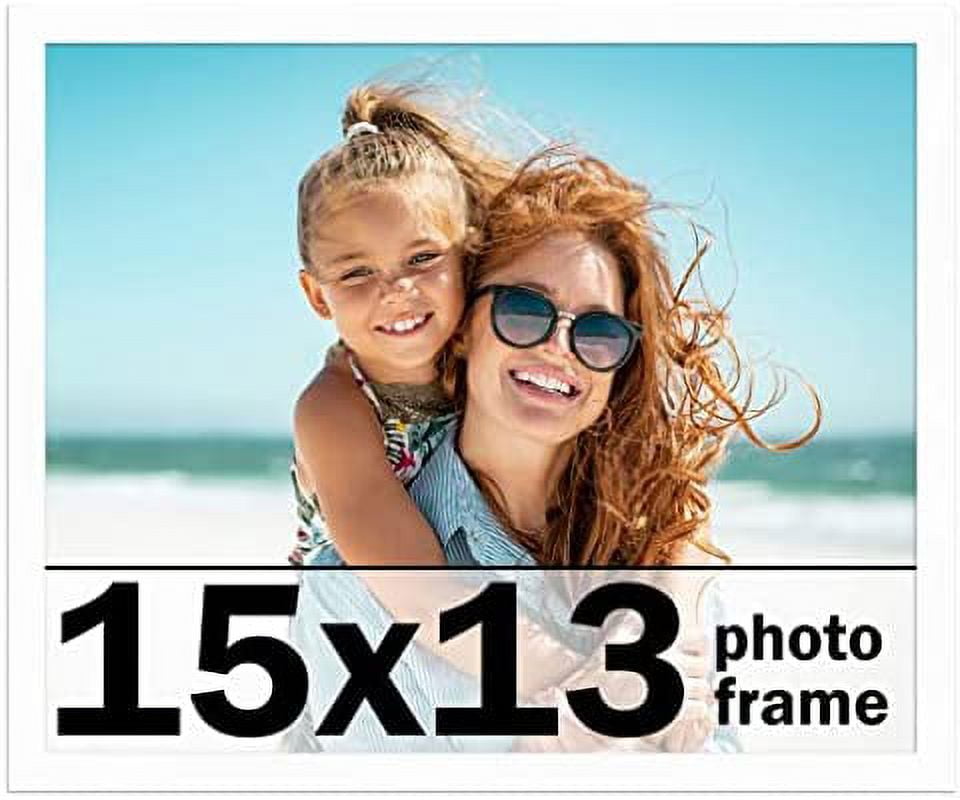 15X13 Frame White Solid Wood Picture Frame Includes UV Shatter Guard