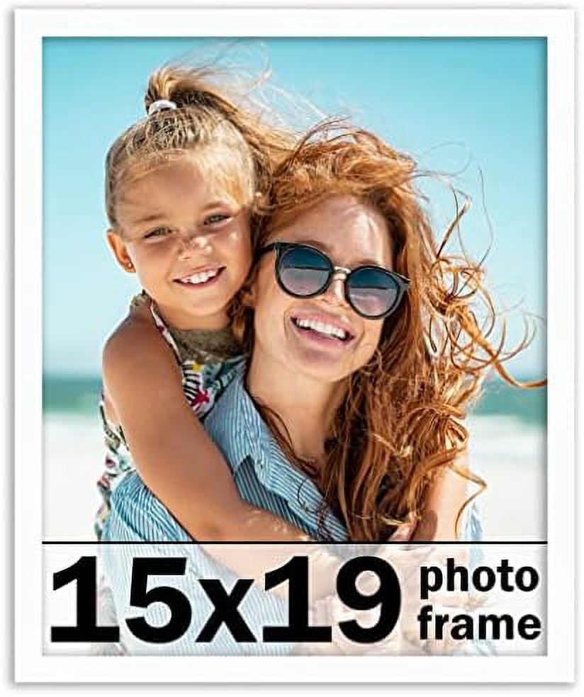 15X19 Frame White Solid Wood Picture Frame Includes UV Shatter Guard