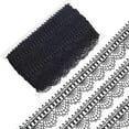 thumbnail image 1 of 15Yards Black Venice Craft Lace Trim 1.5Inch Polyester Wavy Ribbon Crochet Floral Eyelet Lace Fabric Tulle Crafting Scalloped Edge, 1 of 5