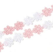 15Yards Daisy Flower Polyester Lace Trims Embroidered Applique Sewing Ribbon for Sewing Pink 5/8inch