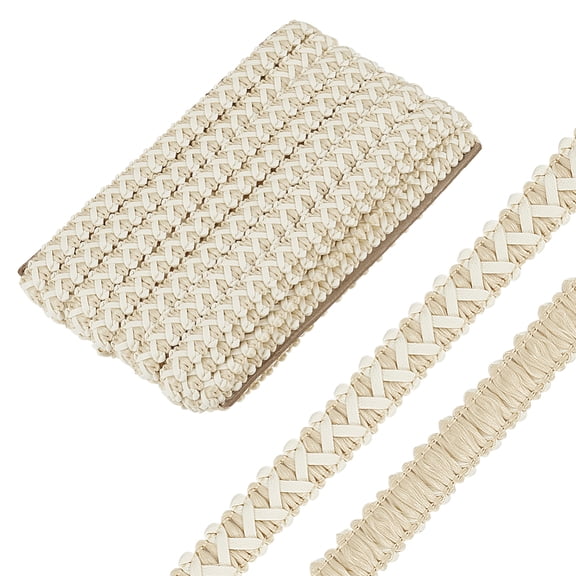 15Yards Leather Braid Trims White Herringbone Woven Braid Trim Flat Braid Strap Trim Lace Ribbon for Home Decor DIY Sewing Craft 1/2 inch Wide