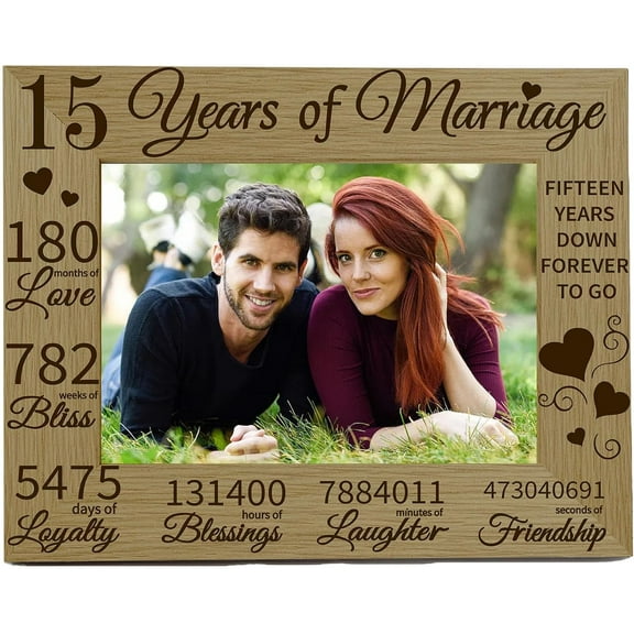 15Years of Marriage Picture Frame Wood 15th Anniversary Photo Frames 4x6inch