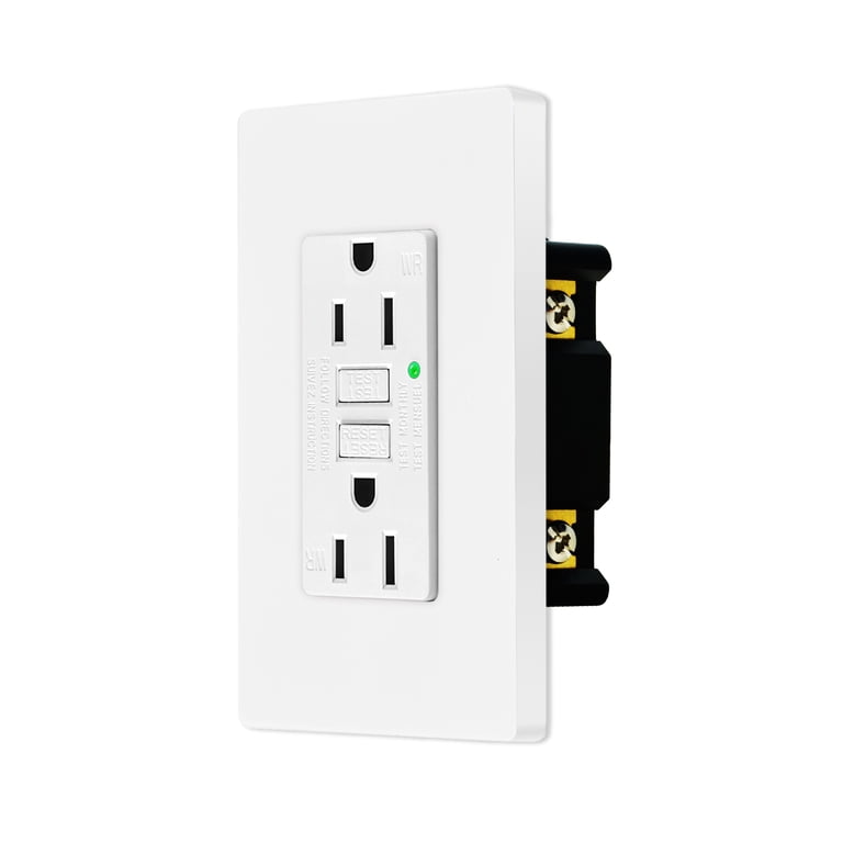 3-Pack 15A GFCI Outlets – ETL Listed, Self-Test GFI Receptacles With LED Indicator, White (Non-Tamper-Resistant)