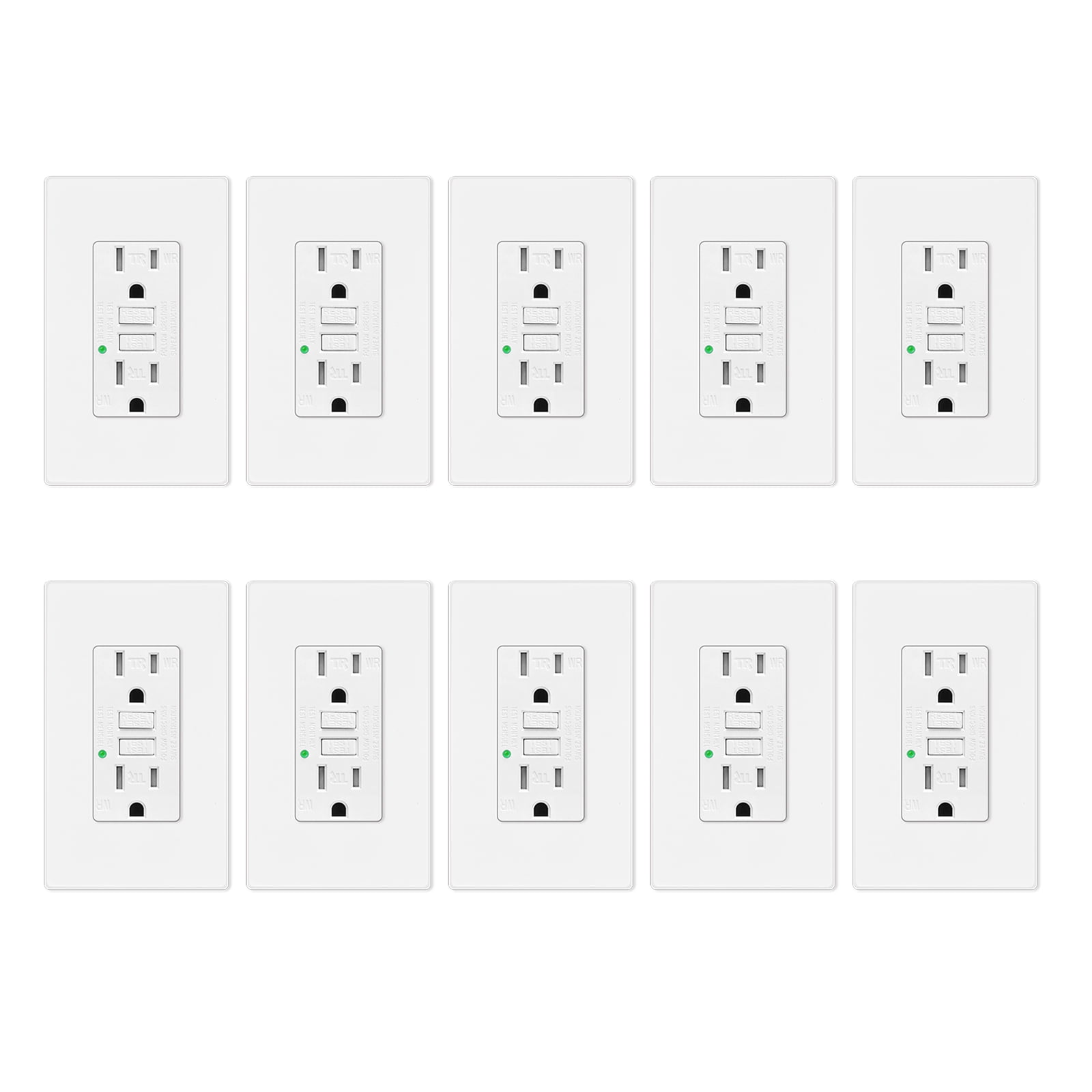 White 15 Amp Tamper Resistant GFCI Outlet with LED Indicator and Wall Plate
