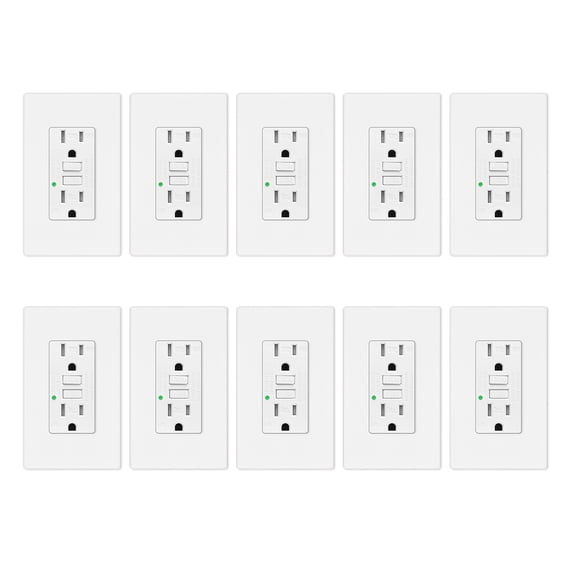 15amp Weather Resistant GFCI Outlet, Tamper Resistant GFI Receptacle with LED Indicator, Decor Wall Plate and Screws Included, ETL Certified, White 30 Pack