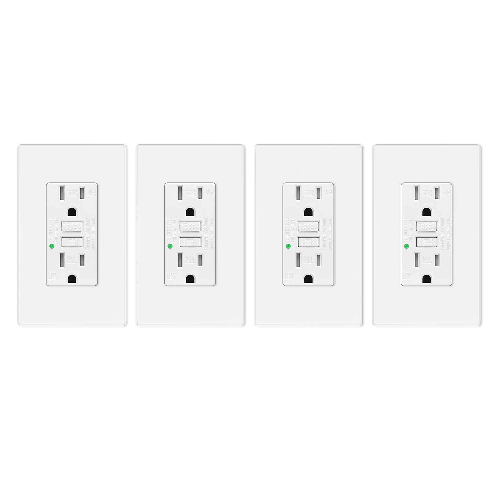 White 15 Amp Tamper Resistant GFCI Outlet with LED Indicator and Wall Plate