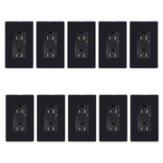 15amp Weather Resistant GFCI Outlet, Tamper Resistant GFI Receptacle with LED Indicator, Decor Wall Plate and Screws Included, ETL Certified, Black 10 Pack