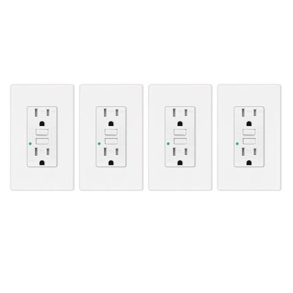 15amp Weather Resistant GFCI Outlet, Tamper Resistant GFI Receptacle with LED Indicator, Decor Wall Plate and Screws Included, ETL Certified, White 4 Pack