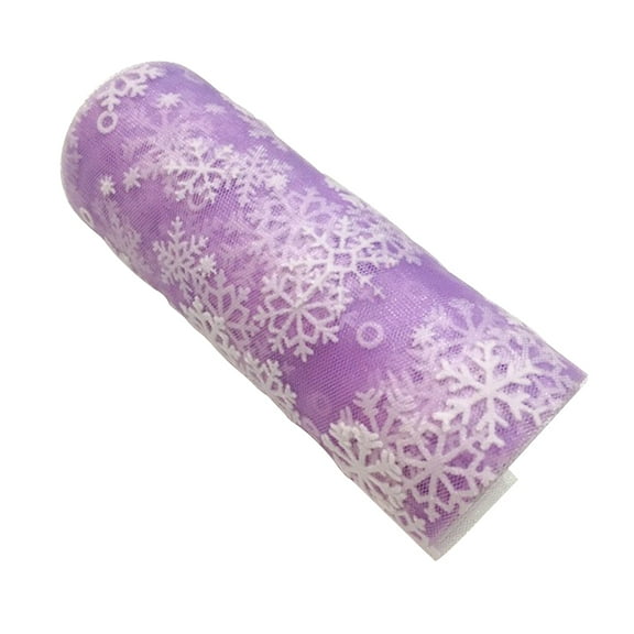 15cm 10Yards Christmas Snowflake Tulle Roll Glittering Organza Gauze Snowflake Ribbon for Christmas Decoration Gift Wrapping Party Decoration (Lavender)