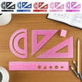 thumbnail image 1 of 15cm Aluminum Alloy Ruler Set Four-Piece Student Drawing Kit Multifunction Straight, Triangular, and Protractor Rulers Durable Metal Scale Classroom or Office Stationery Precise Measurement Tool, 1 of 9