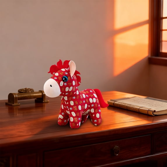 15cm Fabric Horse Plush Toy Soft Stuffed Animal Doll With Traditional National Wind Patterns Handmade Cloth Craft For Kids Adults Cute Decorative Figurine For Home Living Room