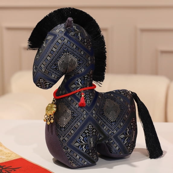 15cm Fabric Horse Plush Toy Soft Stuffed Animal Doll With Traditional National Wind Patterns Handmade Cloth Craft For Kids Adults Cute Decorative Figurine For Home Living Room