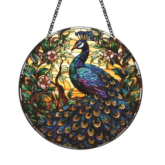 15cm Hanging Wreath, Colorful Circular Acrylic Wall Window Decoration, Fade-Resistant & Durable, Suitable for Indoor Outdoor Festivals Home Decor