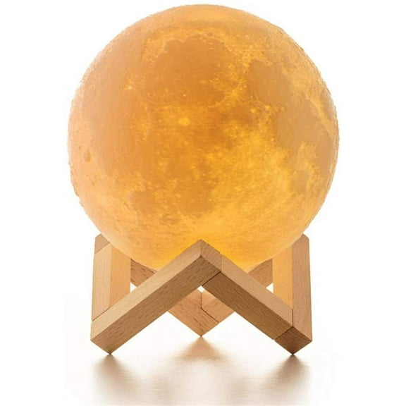 15cm Moon Lamp, 3D Printed Brightness Dimmable Moonlight 16 RGB Colors USB Rechargeable Remote and Touch Control Bedside Lamp Gift for Women Night Light for Kids Bedroom