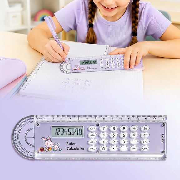 15cm Multifunctional 8 Digit Digital Calculator Ruler, Students Measuring Ruler with Calculator