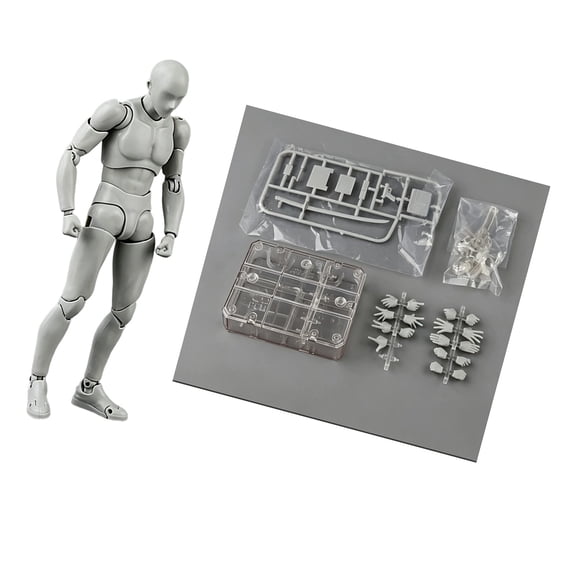 15cm Poseable PVC Doll with Interchangeable Hands & Stable Base Stand PVC Articulated Mannequin Figure for Scene