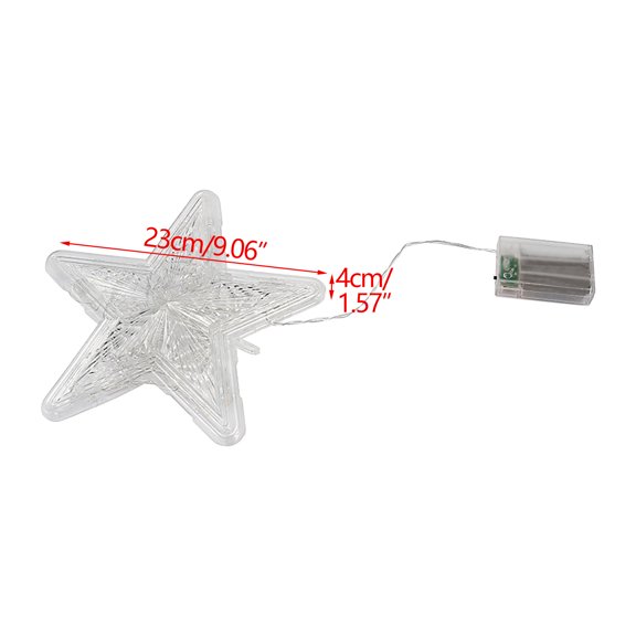 15cm Transparent LED Light-Up Star Christmas Tree Top Light, Warm White Glow, Festive Xmas Tree Topper, Illuminated Star Decor