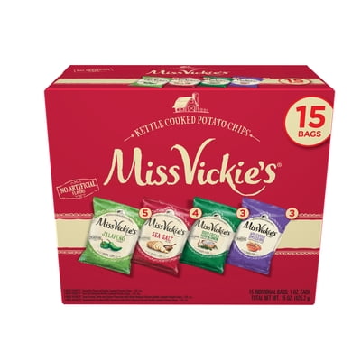 Miss Vickie's Kettle Cooked Potato Chips, 4 Flavor Variety Pack, 1 oz, 15 Count