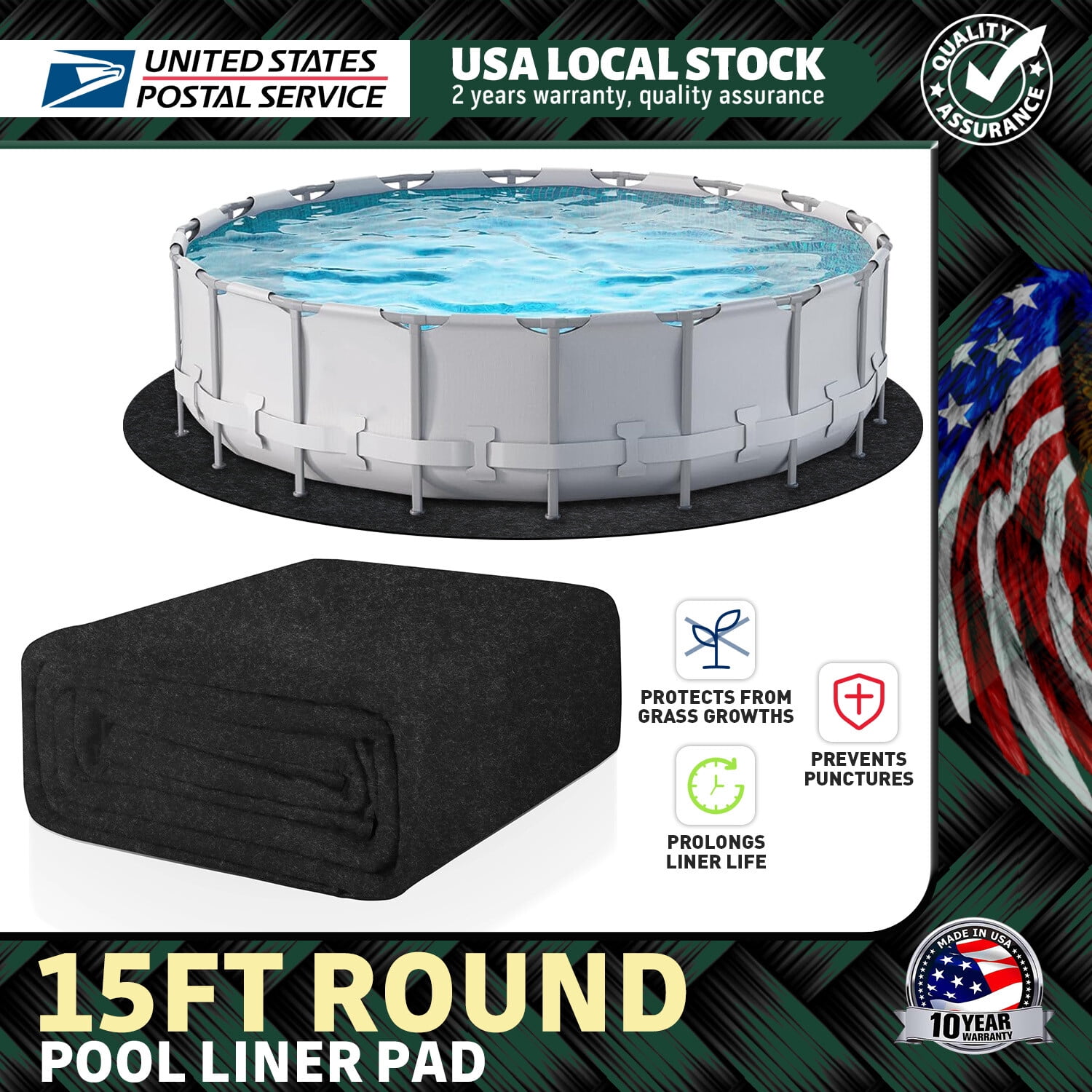 15feet Swimming Pool Ground Protector Duty Pool Pad For Above Ground ...