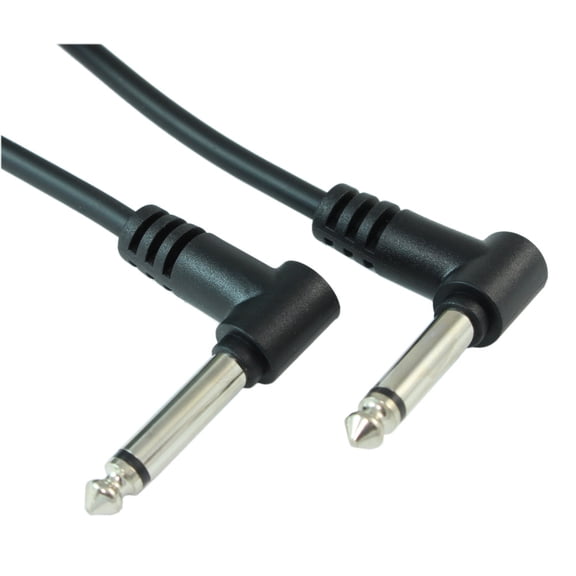 15ft 1/4" ANGLED MONO (TS) Guitar Cable, Male to Male, 28AWG,Nickel Plated