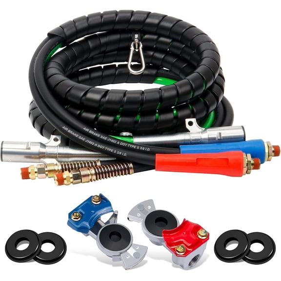 15ft 3 in 1 ABS & Power Air Line Hose with  Hands & 4  Hand Seals for Tractor Trailer Semi