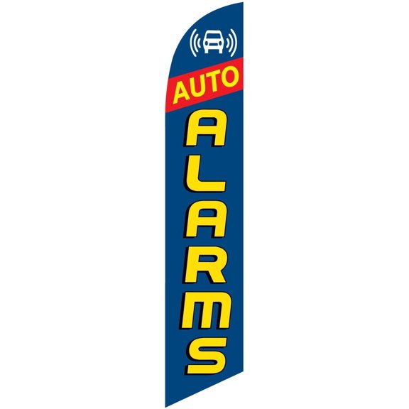 15ft Auto Alarms Feather Banner Swooper Flag Set - INCLUDES 4pc POLE KIT w/Ground Stake