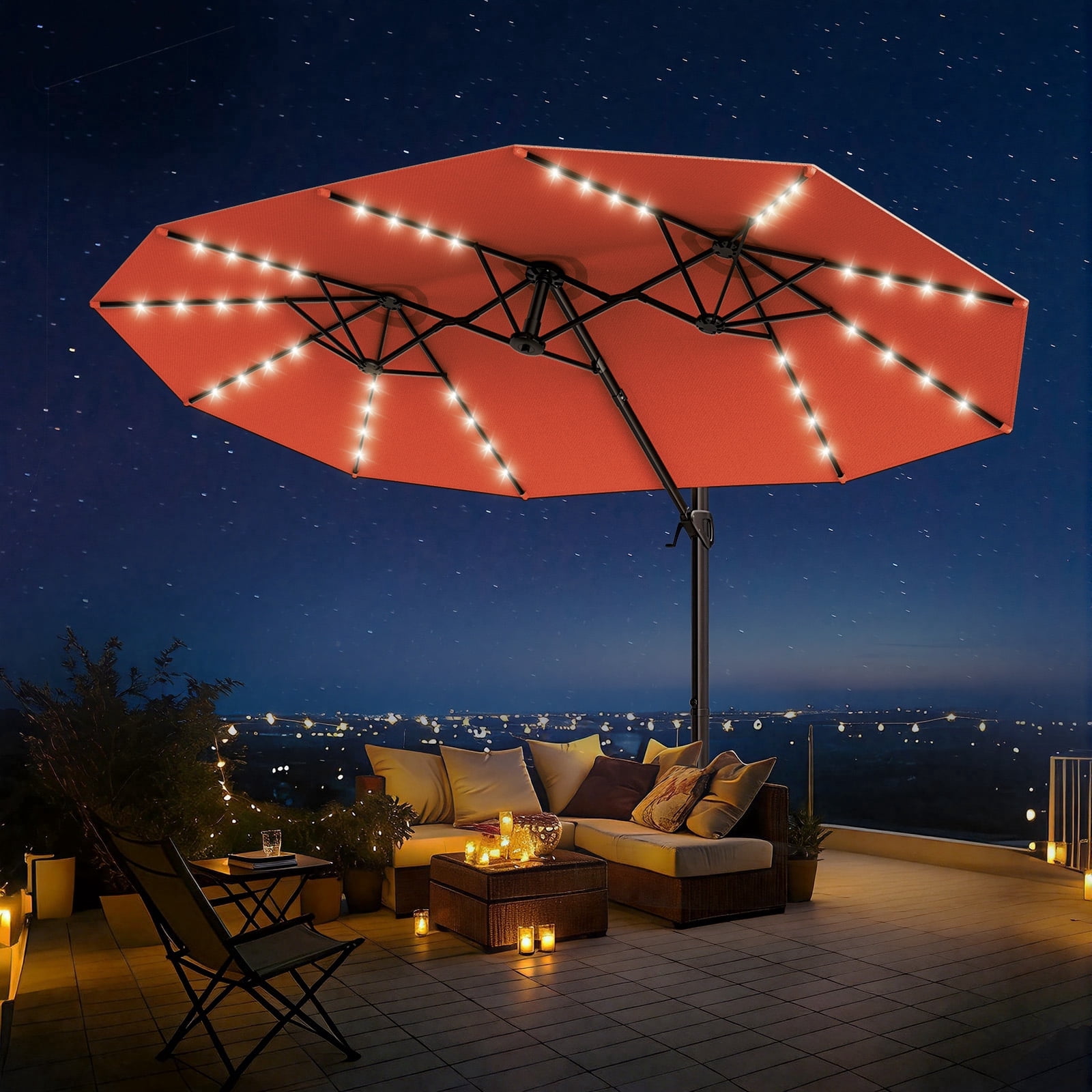 living home 25 led patio and umbrella lights Double-Sided with can maintain perfect lighting both day and night .N/A Rechargeable Patio Umbrella Light