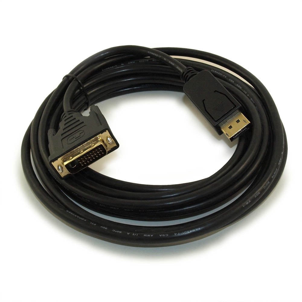 15ft DisplayPort to DVI Cable 30AWG Gold Plated, Black
