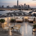 thumbnail image 1 of Mondawe 15ft Double-Sided Solar Patio Umbrella with Base (Included) Large Outdoor Umbrella with Solar Lights, 1 of 8