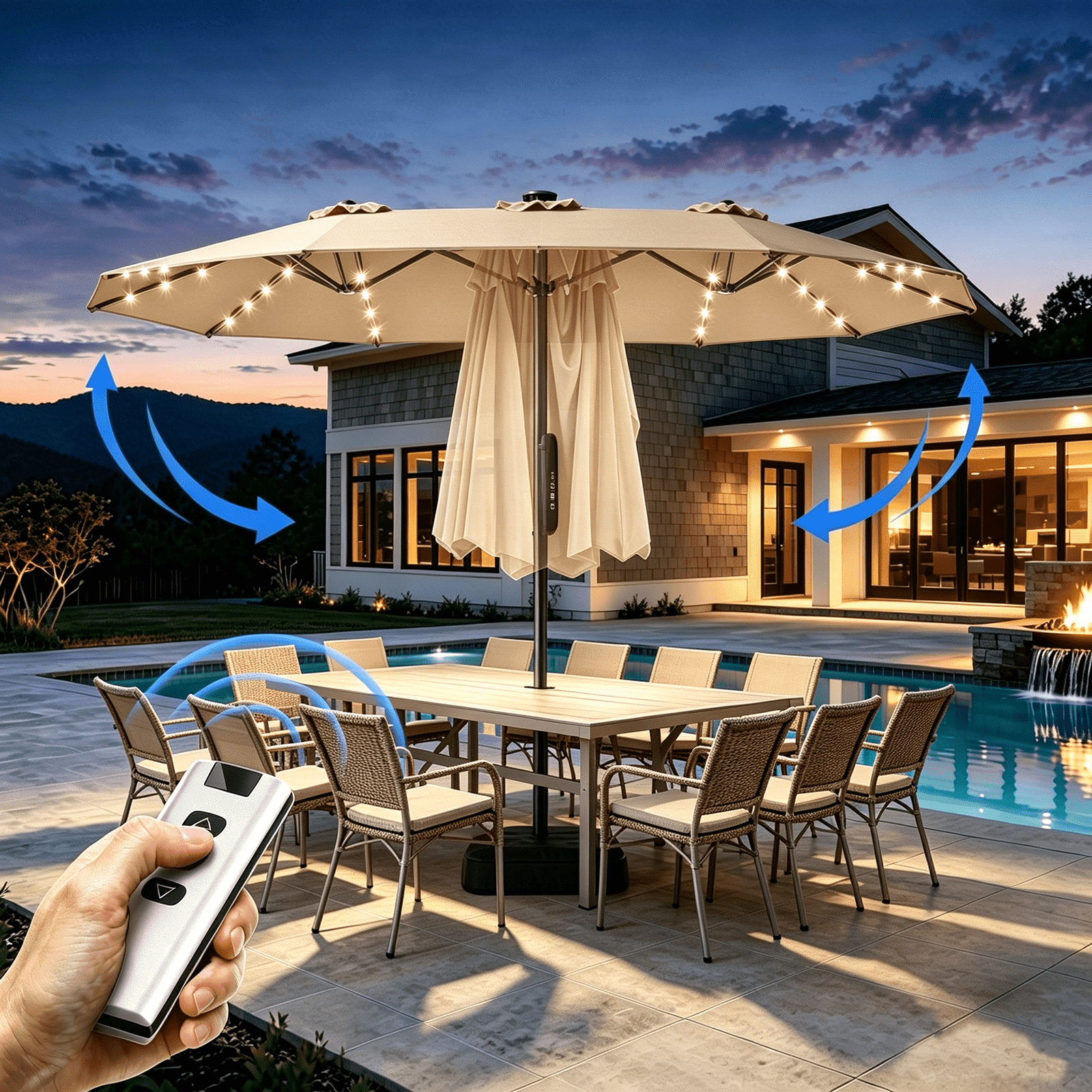 20 x 20 patio umbrellas PURPLE LEAF 15x9ft Double-Sided Rectangular Outdoor Market Umbrella with Base, Light Grey Equipped with a movable base 15ft Smart Electric Patio Umbrella,