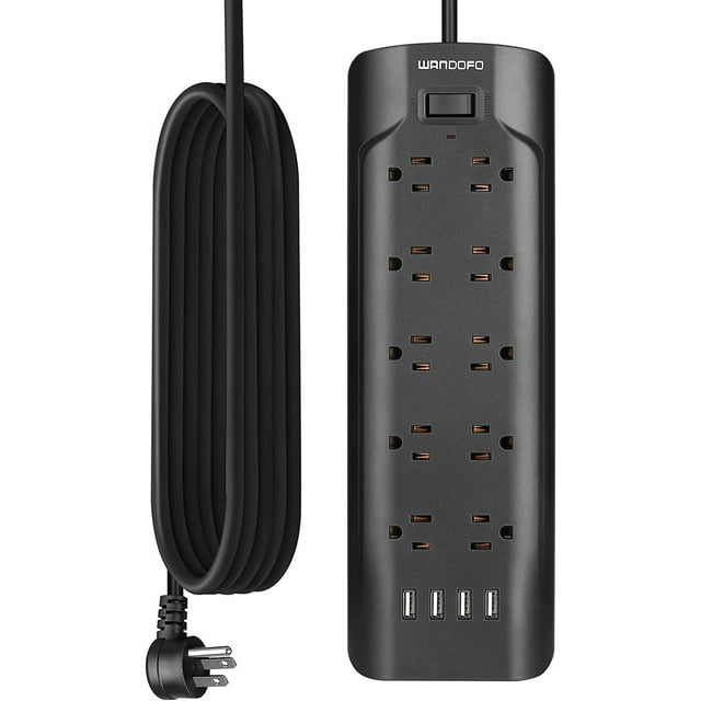 15ft Extra Long Cord Power Strip Surge Protector, 5V 3.4A Smart USB