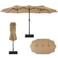thumbnail image 1 of 15ft Large Patio Umbrella with Base Included, Rectangle Table Umbrella Outdoor Patio, Outside Umbrellas for Deck, Market, Backyard, Khaki, 1 of 8