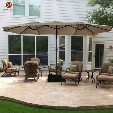 15ft Large Patio Umbrellas with Base Included, Outdoor Double-Sided Rectangle Market Umbrella with Crank Handle, for Pool Lawn Garden