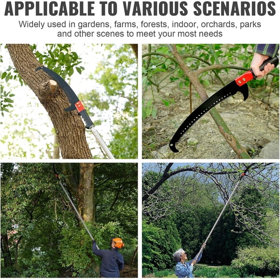 15ft Manual Pole Saw for Tree Trimming, Lightweight Manual Stainless Steel Extension High Pole Pruning Pole Saw for Tree Trimming Branches at Forestry Yard Garden