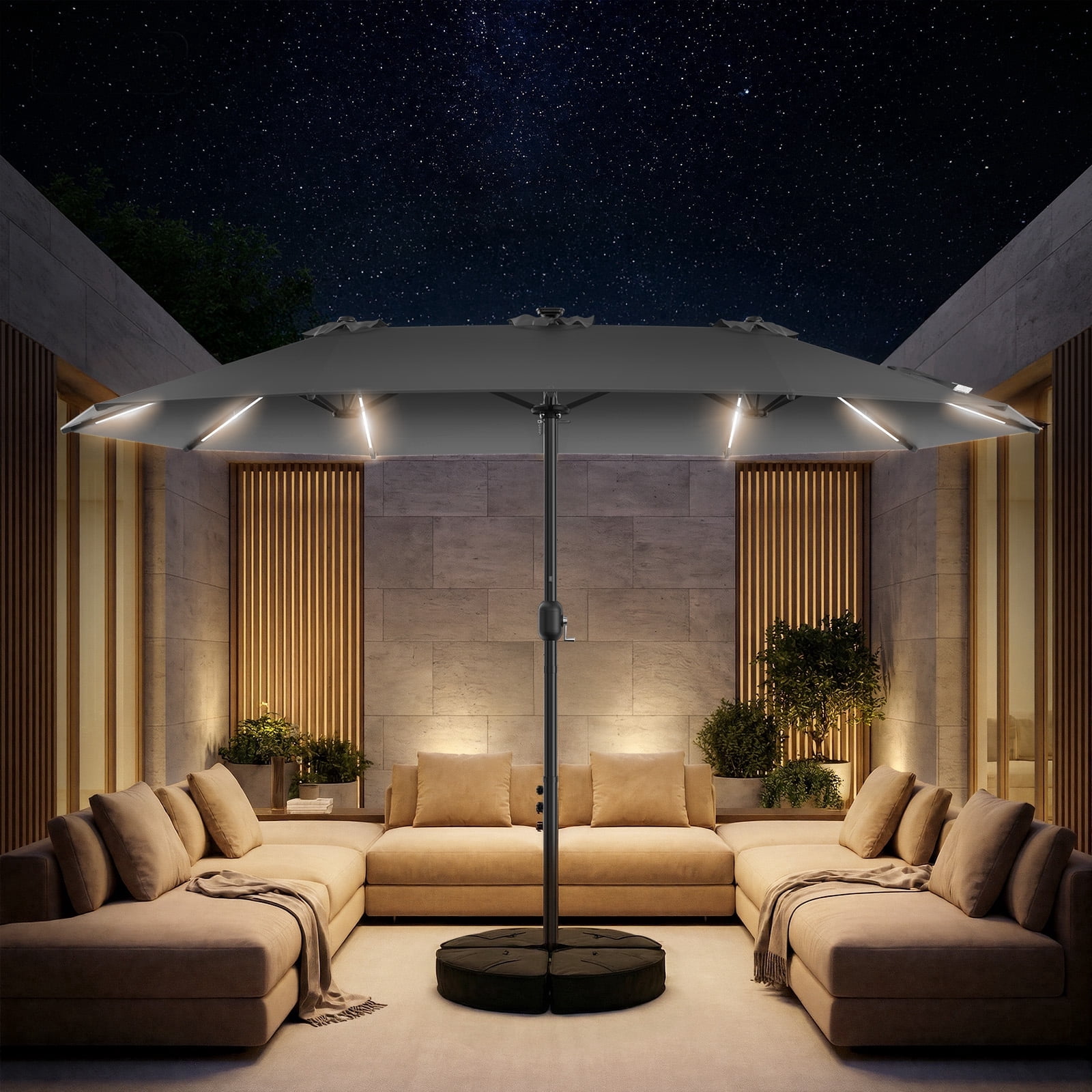 lights for rectangular patio umbrella Amazon.com : SANLUCE Rectangle with solar lights, 10x6.5ft umbrella outdoor patio with Tilt & Crank Market Umbrella 6 Sturdy Ribs UV Protection Waterproof Garden Deck Backyard Pool, Turquoise saving lighting Arlmont & Co. 12' x