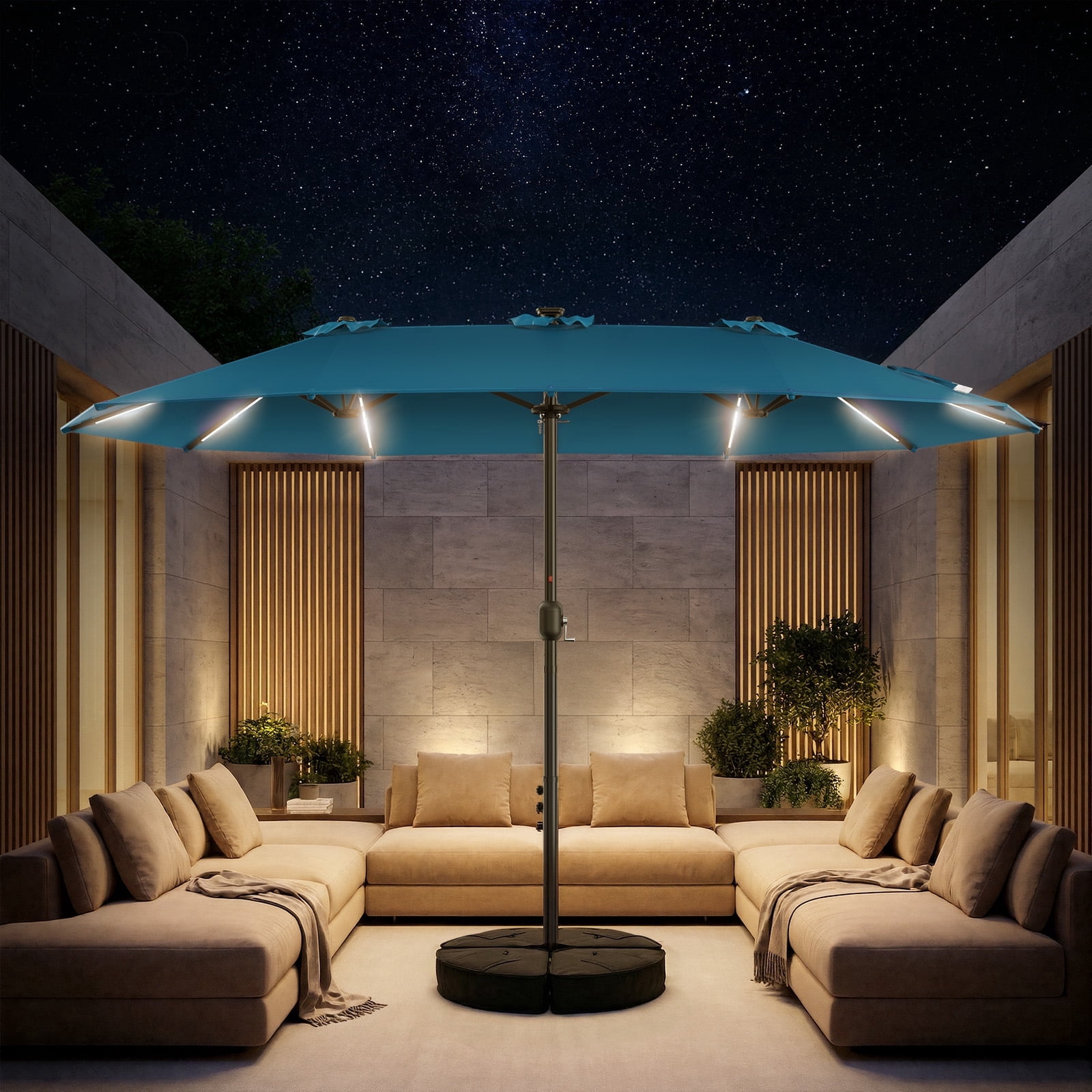 led light patio umbrella EliteShade 9ft Solar Eurmax PRODUCT FEATURES 10ft Patio Umbrella with Crank
