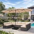 15ft Patio Umbrella with Base Included, Outdoor Double-Sided ...