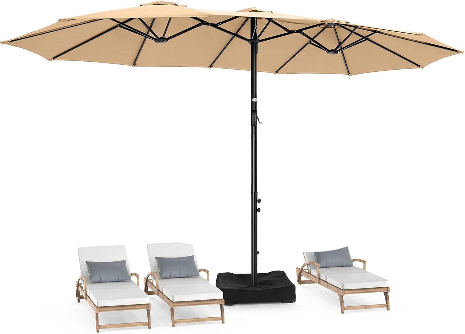 15ft Patio Umbrella with Base Included, Rectangle Oversized Double ...