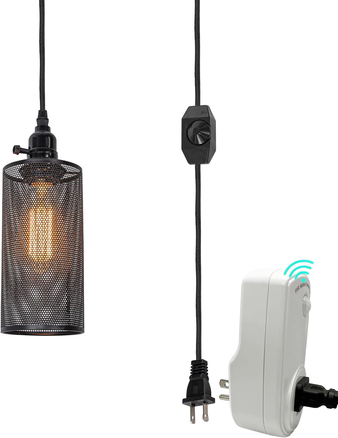 15ft Plugin Dimmer Switch Cord Motion Sensor Light Industrial Bulb