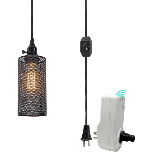 15ft Plugin Dimmer Switch Cord Motion Sensor Light Industrial Bulb Guard Iron Mesh for Living