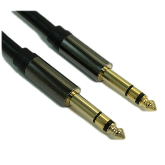 15ft Premium 1/4" Stereo TRS Phono Cable, Male to Male, 18AWG, Gold Plated