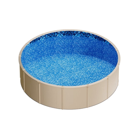 15ft Round Pool Liner - 54in Wall Height, Overlap Liner, Premium Vinyl - Boulder Swirl Design, Easy Install, Leak-Proof Patches for Above Ground Pools